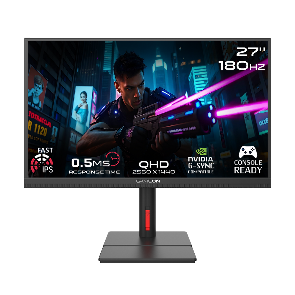 GAMEON GOML27QHD180IPS Midnight Signature Series 27" QHD, 180Hz, MPRT 0.5ms, HDMI 2.1, Fast IPS Mini LED Gaming Monitor (Support PS5) - Black