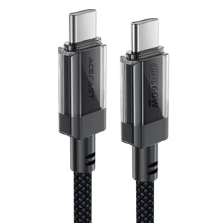 ACEFAST C12-03 USB-C to USB-C transparent shell stainless steel charging data cable black