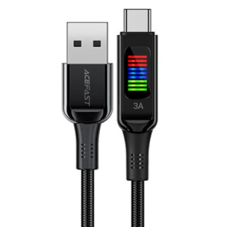 ACEFAST C7-04 USB-A to USB-C zinc alloy charging data cable with display black