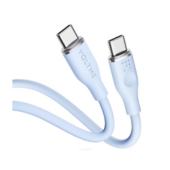 كابل فولتمي باويلينك موس سيليكون سائل من النوع C إلى النوع C، 3 أمبير / 1 متر (60 واط)، أزرق