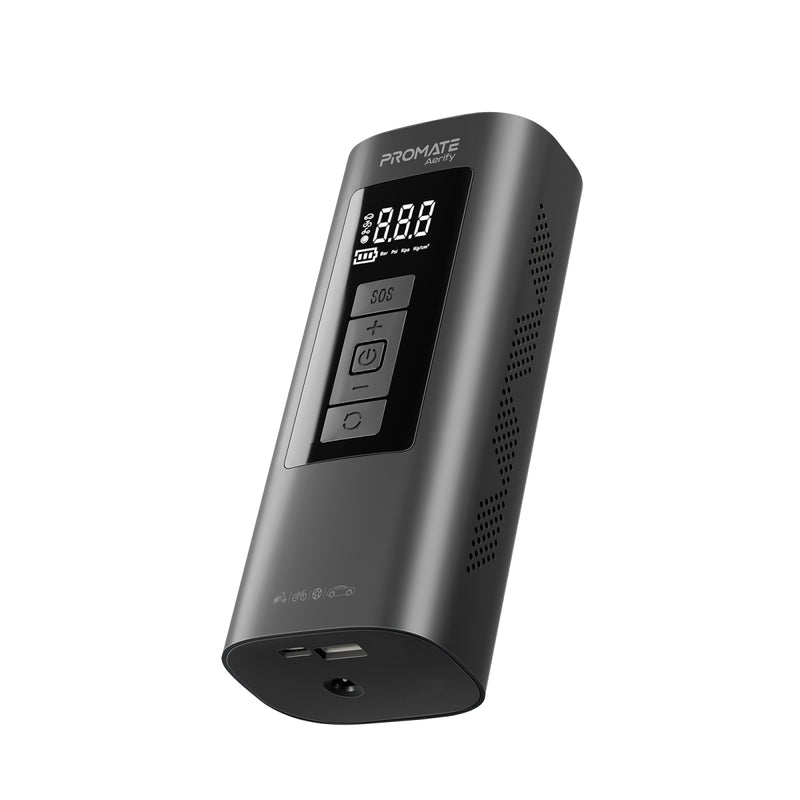 Promate 150PSI Portable Air Compressor with Power Bank,BLACK