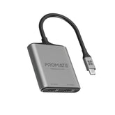 Promate - MediaLink-H2,4K High Definition USB-C to Dual HDMI Adapter,Silver