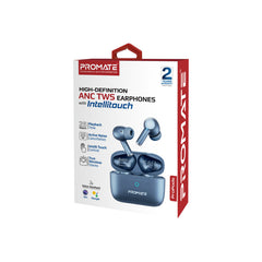 Promate High-Definition ANC TWS Earphones with intellitouch,Blue