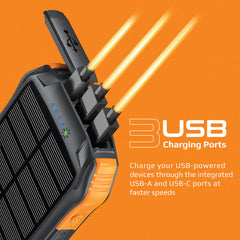 Promate 10000mAh Rugged EcoLight™ Solar Power Bank