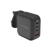 Promate - 100W Power Delivery GaNFast™ Charger with Quick Charge 3.0 ,BLACK