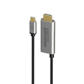 Promate - HDMI-PD100,4K CrystalClarity USB-C to HDMI Cable,Silver