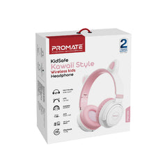 Promate - PandaKidSafe Kawaii Style Wireless Kids Headset,Bubble Gum