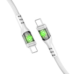 Promate -TransLine-CC ,60W Power Delivery Ultra-Fast USB-C Cable with Transparent Shells,WHITE
