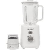 خلاط زجاجي شارب بسعة 1 لتر، 600 واط، مزود برأس طحن 1 مليمتر، لون أبيض