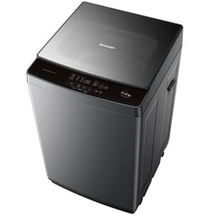 غسالة شارب ذات التحميل العلوي سعة 11 كجم وسرعة 650 دورة في الدقيقة، لون فضي داكن