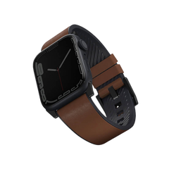 سوار ساعة أبل الذكية من UNIQ، مصنوع من الجلد المقاوم للماء، متوافق مع جميع أحجام الساعات 45/44/42 مم، لون توفي (بني).