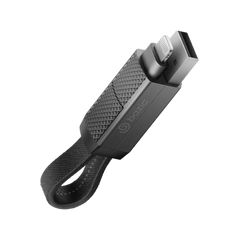 BAZIC GOCHARGE ALUCABLE, 4 IN 1 ALUMINIUM CHARGING CABLE WITH USB A/C INPUT AND USB C/LIGHTNING OUTPUT. PD FAST CHARGE 15CM - BLACK