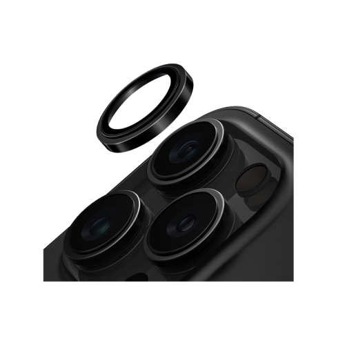UNIQ OPTIX IPHONE 16 PRO 6.3/PRO 6.9 (2024) STAINLESS STEEL FRAME SAPPHIRE CAMERA LENS PROTECTOR - GUNMETAL BLACK (BLACK)