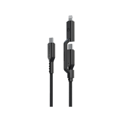 ENERGEA FLOW DUO 2-IN-1 C TO C + LIGHTNING CABLE, 480MBPS, 240W, 1.5M -BLACK