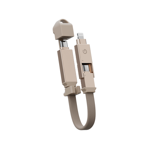 ENERGEA SHEATH 2-IN-1 C TO C + LIGHTNING CABLE, 480MBPS, 60W, 15CM -GOLD