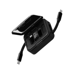 Bazic GoCharge Loop 5 In 1 Cable Kit With Micro/USB-A/Lightning Adapter With 1M Retractable Travel Kit - Black