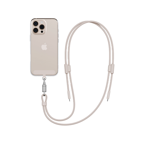 ENERGEA LASSO LANYARD C-C CABLE 480MBPS, 240W WITH LANYARD CARD 1.5M -SAND