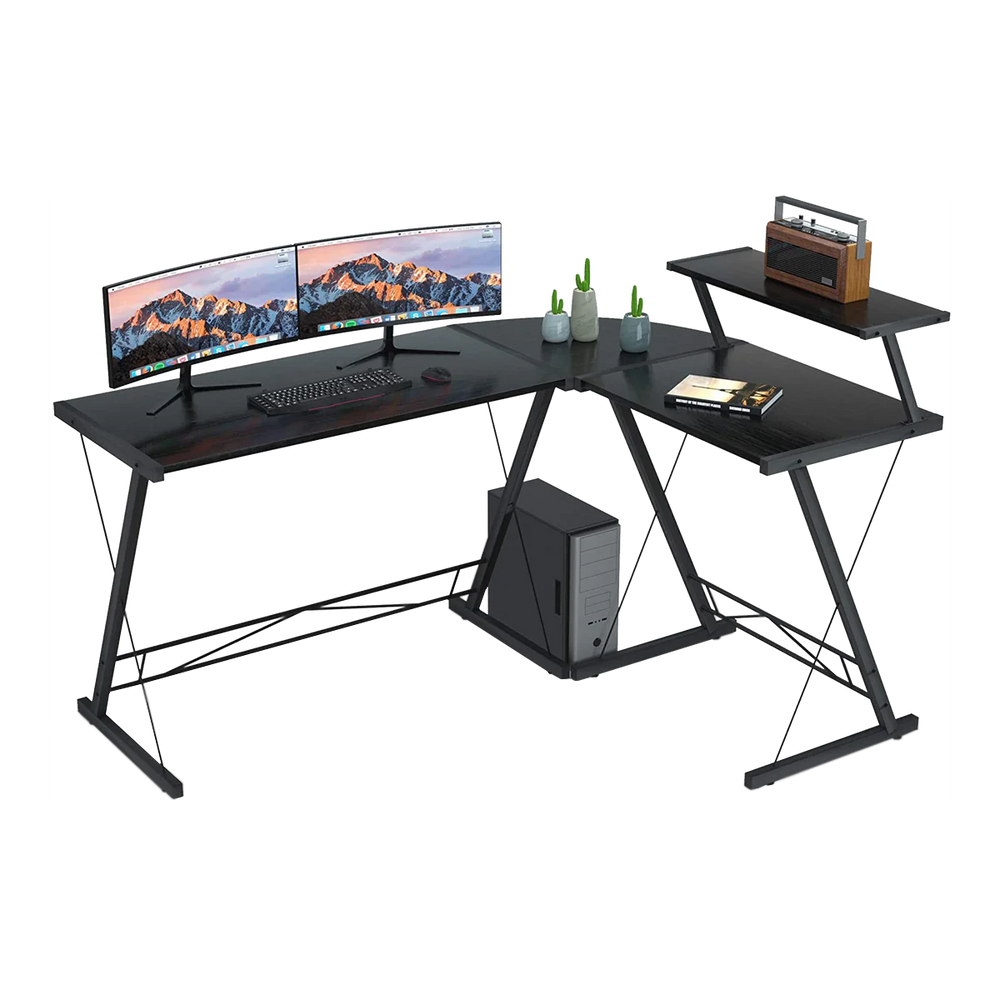 GameOn Slayer II XL 3-in-1 L-Shaped Gaming Desk - Black