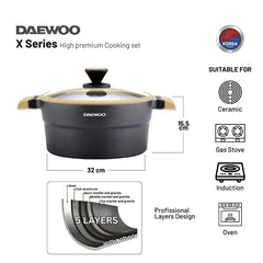 Daewoo Granite Casserole Pot -DCC 3200-Brown
