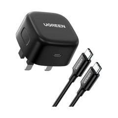 UGREEN PD 25w Fast Charger+USB CC Cable UK CD250 Black