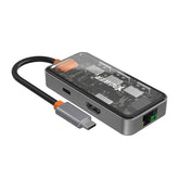 XPower HU62 6 In 1 100W PD Type-C Hub - Transparent Grey