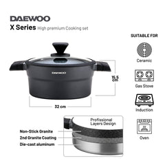 Daewoo Granite Frying Pan 28 cm - Black