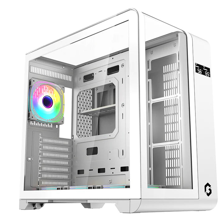 GAMEON Infinity Midnight Series ARGB Mid Tower Gaming Case 4 Fans - White