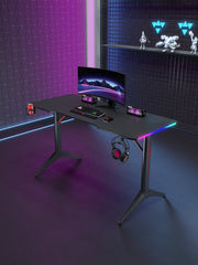 Gamax D2408B RGB Carbon fiber Gaming Table 140*60*74 cm with Mousepad - Black
