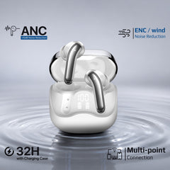 Promate Serix Hybrid ANC True Wireless Earbuds with 6-Mic ENC, Bluetooth 6.0, Wireless Charging Case,Black