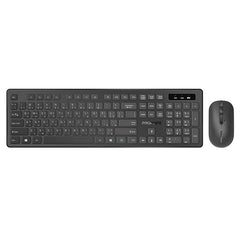 Promate - ProCombo-13 English/Arabic Wireless Keyboard And Mouse Combo, Slim Full-Size 2.4Ghz Wireless Keyboard With 1600 DPI Ambidextrous Mouse ,Black