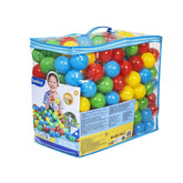 Bag of colorful balls with a child's face on the packaging against a white background