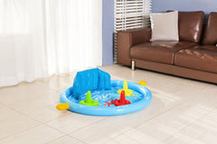 Bestway 1.15M X 89CM X 76CM Lil' Seashapes Baby Pool (Contents:1 pool,3 rings,1 sun shade, repair patch.) Age 6M+