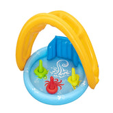 Bestway 1.15M X 89CM X 76CM Lil' Seashapes Baby Pool (Contents:1 pool,3 rings,1 sun shade, repair patch.) Age 6M+