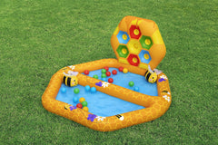 Bestway 1.27m x 1.19m x 61cm Lil' Beehive Baby Pool & Ball Pit (1 ball pit, 2 bees, 20 play balls, repair patch) Age 12M+