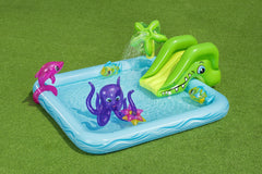 Bestway 2.39M X 2.06M X 86CM Fantastic Aquarium Play Center (Contents:One pool, one slide, one dolphin, two clown fish, one octopus, two rings, repair patch) Age 2+