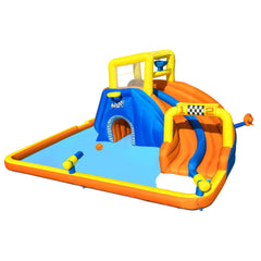 Bestway 5.51M X 5.02M X 2.65M Super Speedway Mega Water Park (1 slide, 1 blower, 1 repair kit (multiple assorted patches), 1 storage bag,10 bouncer stakes, 1 waters spraying hose,1 basketball) Age 5-10