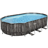 Bestway Oval Frame Pool Set 6.10m x 3.66m x 1.22m Includes Pool + Filter Pump(220-240V) + Ladder + Cover + ChemConnect Dispenser + Compatible with Cartridge 58012(III)220-240V