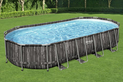 Bestway Oval Frame Pool Set 7.32m x 3.66m x 1.22m Includes Pool + Filter Pump(220-240V) + Ladder + Cover + ChemConnect Dispenser + Compatible with Cartridge 58095(IV)220-240V