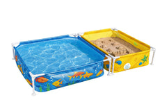 Bestway Kids Pool and Sandpit Frame Pool Set 2.13m x 1.22m x 30.5cm Includes Pool + One sand pool + Cover - Age 2+