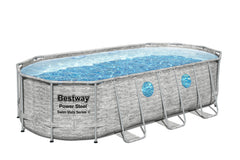 Bestway Oval Frame Pool Set 5.49m x 2.74m x 1.22m Includes Pool + Filter Pump(220-240V) + Ladder + Cover + ChemConnect Dispenser + Compatible with Cartridge 58012(III)220-240V