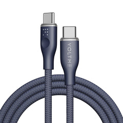 VOLTME Powerlink Rugg Double Nylon Cable Type C to Type C 3A / 1M (60W) Blue