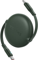 كابل فولتمي باورلينك يويو 3 أمبير، 1 متر، قابل للسحب (كابل ثنائي الاتجاه قابل للسحب)، من النوع C إلى النوع C، لون أخضر، صنع في إنجلترا