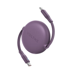 كابل فولتمي باورلينك يويو 3 أمبير، 1 متر، قابل للسحب (كابل ثنائي الاتجاه قابل للسحب)، من النوع C إلى النوع C، بنفسجي اللون