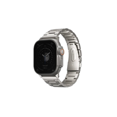 سوار UNIQ OSTA من الفولاذ لـ Apple Watch مع وصلات قابلة للتعديل ذاتيًا 49/45/44/42 مم - تيتانيوم (فضي)