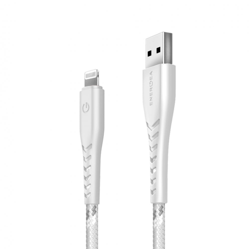 ENERGEA NYLOFLEX CABLE, CHARGE AND SYNC TOUGH LIGHTNING C89 MFI 1.5M – WHITE