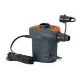 Electric air pump with black hose on a white background