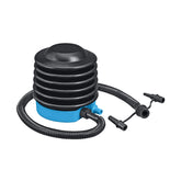 Black and blue inflatable pump on a white background