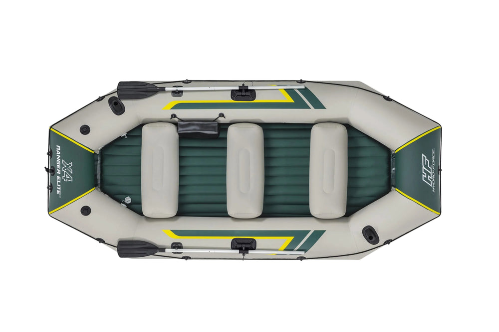 Bestway 3.20M X 1.48M X47CMRANGER Elite X4 Raft Set (Contents:1 boat, 1 pair of oars, 1 hand pump, 1 gear pouch, 1 carry bag, repair patch)