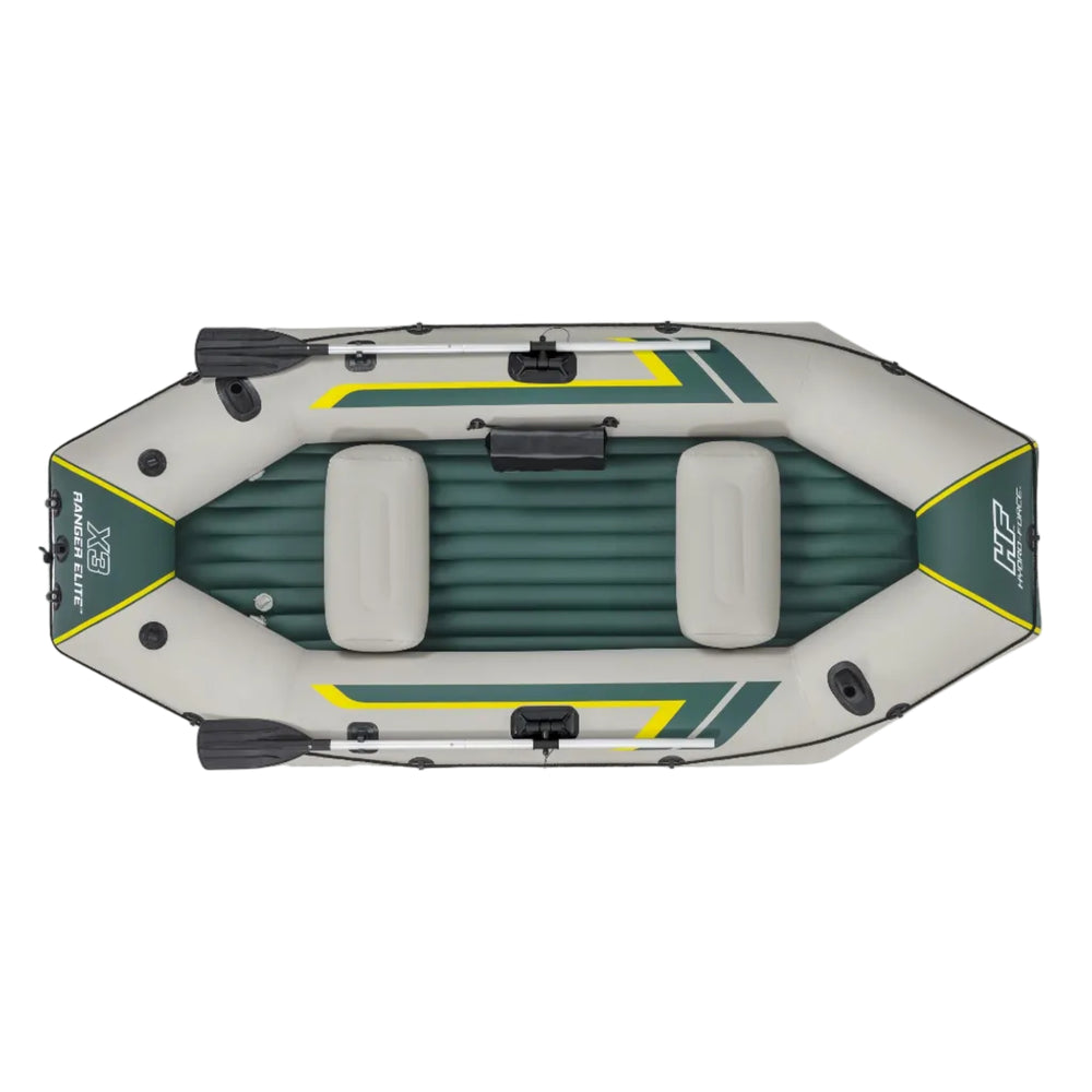 Bestway 2.95M X 1.30M X46CMRANGER Elite X3 Raft Set (Contents:1 boat, 1 pair of oars, 1 hand pump, 1 gear pouch, 1 carry bag, repair patch)