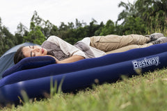 BESTWAY 2.03M X 1.52M X 22CM AIR MATTRESS QUEEN MANUAL HAND PUMP (Air Mattress, two pillows, repair patch, with Air Hammer-Inflation Pump)